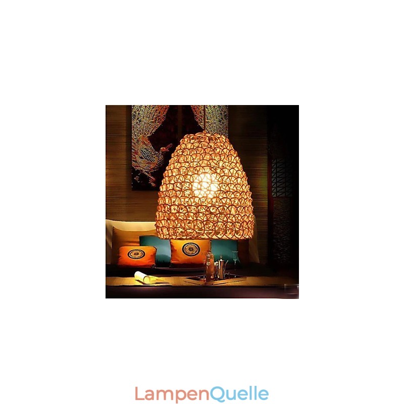 Runder Retro-Gartenlampenschirm aus Rattan