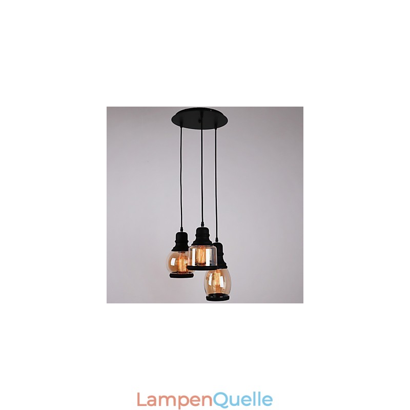 Antiker Glasschirm 3-flammig Künstlerisch Minimalistisch Pendelleuchte