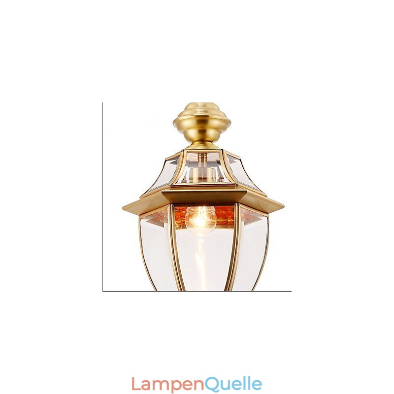 Kleine Pendelleuchte im amerikanischen Landhausstil, komplett aus Kupfer, Einzelglas C