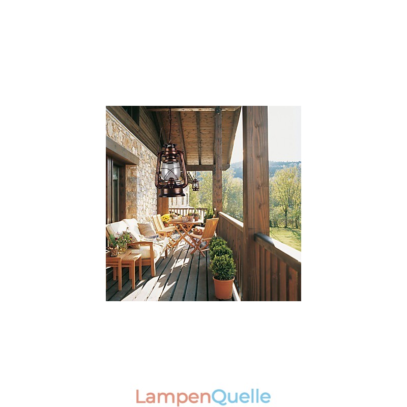 Country Lantern Mini-Pendelleuchte im Bronze-Stil