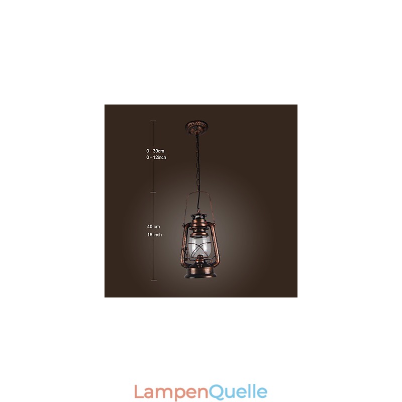Country Lantern Mini-Pendelleuchte im Bronze-Stil