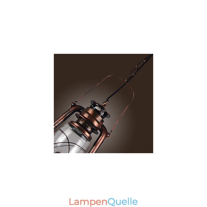 Country Lantern Mini-Pendelleuchte im Bronze-Stil