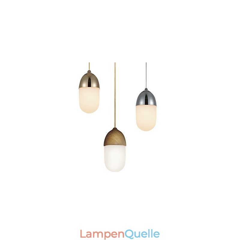 Mini Acorn Pendelleuchte 1 Licht Moderne Einfachheit Golden Chrome Holzfarbe Finish Kohlenstoffstahl & Glas Droplight
