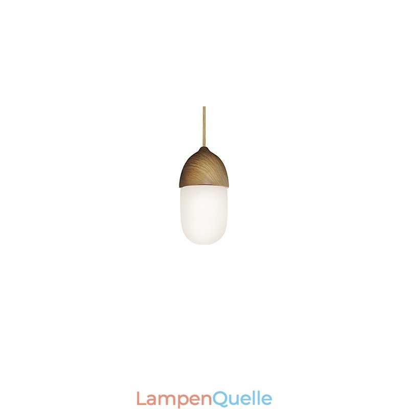Mini Acorn Pendelleuchte 1 Licht Moderne Einfachheit Golden Chrome Holzfarbe Finish Kohlenstoffstahl & Glas Droplight