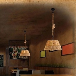 Loft Industrie Wind Kreative Nordic Hanf Seil Mahlzeiten Kronleuchter Lampe