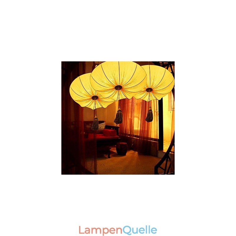 Kreative Runde Große Rote Laterne Lotusblatt Hochzeit Festival Tuch Kunst Kronleuchter Lampe Licht