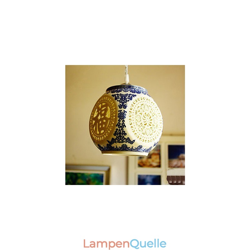 Retro Keramik lampe lampe Treppe Blau Single Head Kronleuchter Kreative