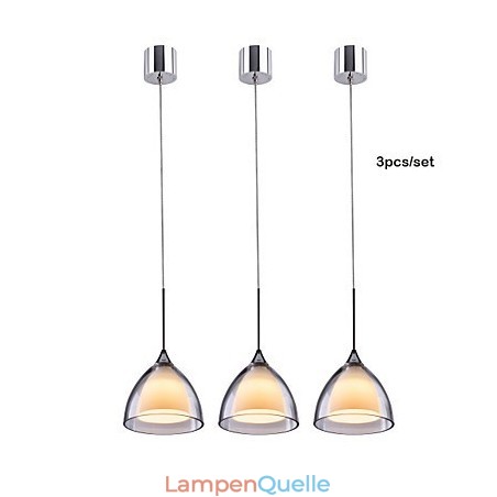 1-flammige zweischichtige Pendelleuchte für die Insel, klares Glas, poliertes Chrom 1-flammige zweischichtige Pendelleuchte für die Insel, klares Glas, poliertes Chrom