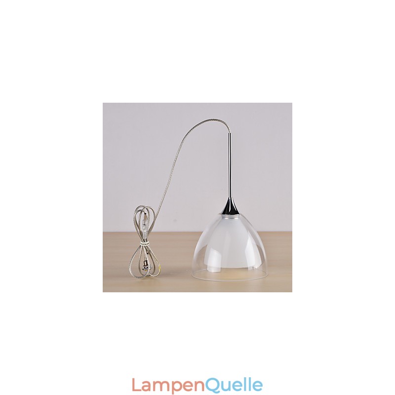 1-flammige zweischichtige Pendelleuchte für die Insel, klares Glas, poliertes Chrom