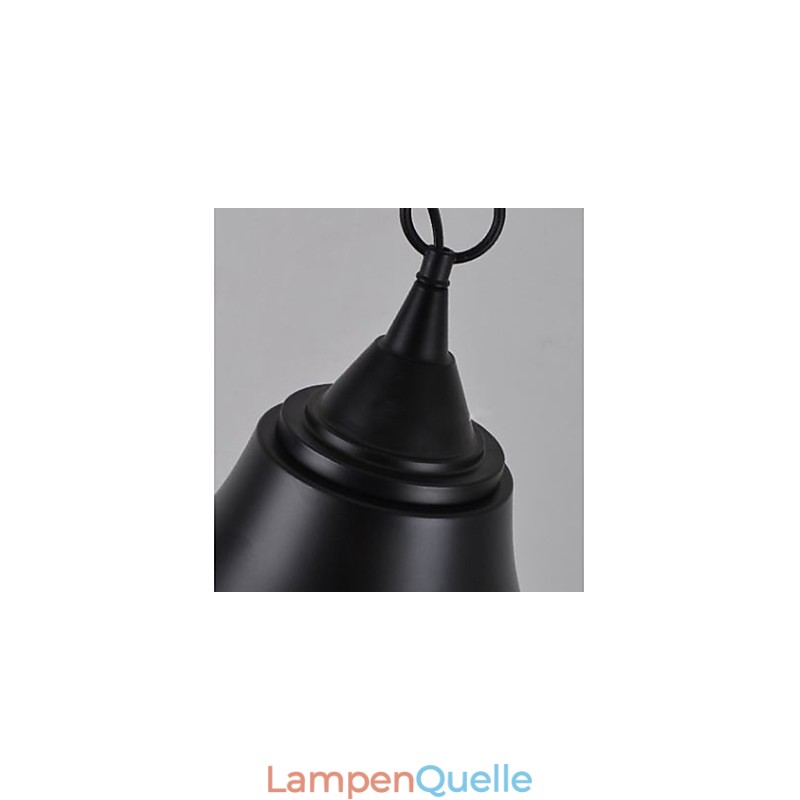 Mittelgroße Vintage-Pendelleuchte aus mattschwarzem Metall in Glockenform