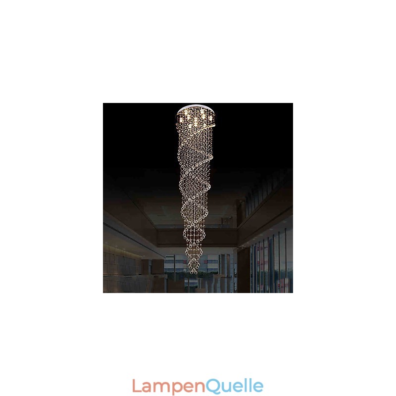 Deckenleuchter Pendelleuchte Leuchten mit K9 Kristall Doppelspirale D70CM H300CM