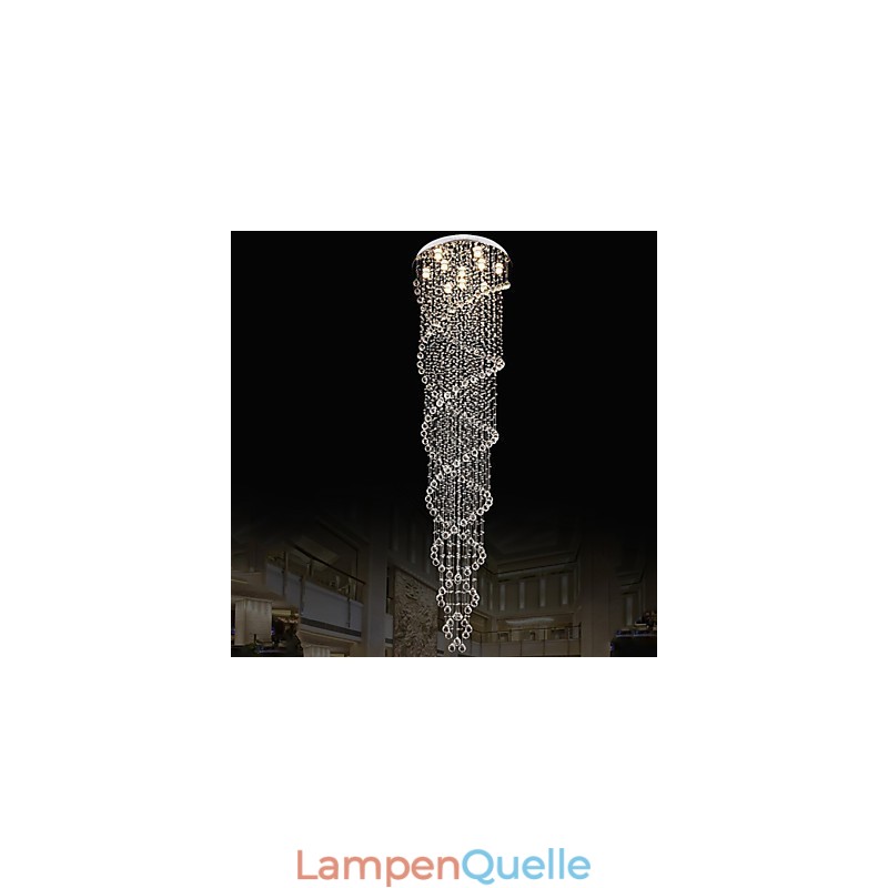 Deckenleuchter Pendelleuchte Leuchten mit K9 Kristall Doppelspirale D70CM H300CM