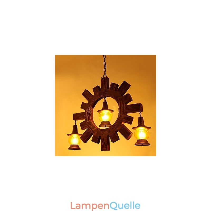 Antiker Holz Kronleuchter American Country Iiving Lampe Lampe