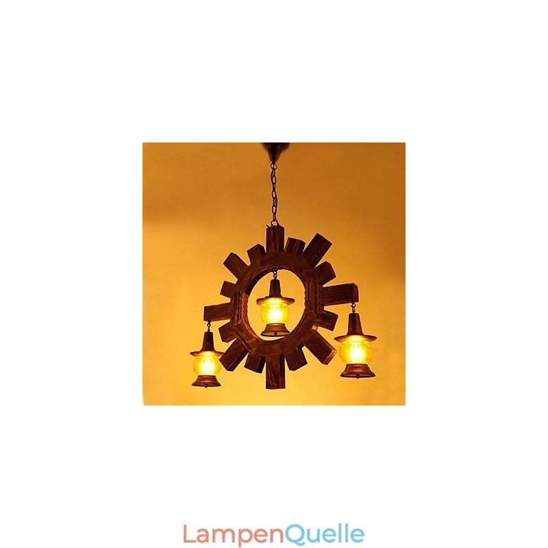 Antiker Holz Kronleuchter American Country Iiving Lampe Lampe