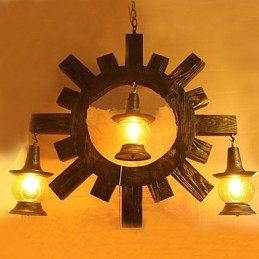 Antiker Holz Kronleuchter American Country Iiving Lampe Lampe
