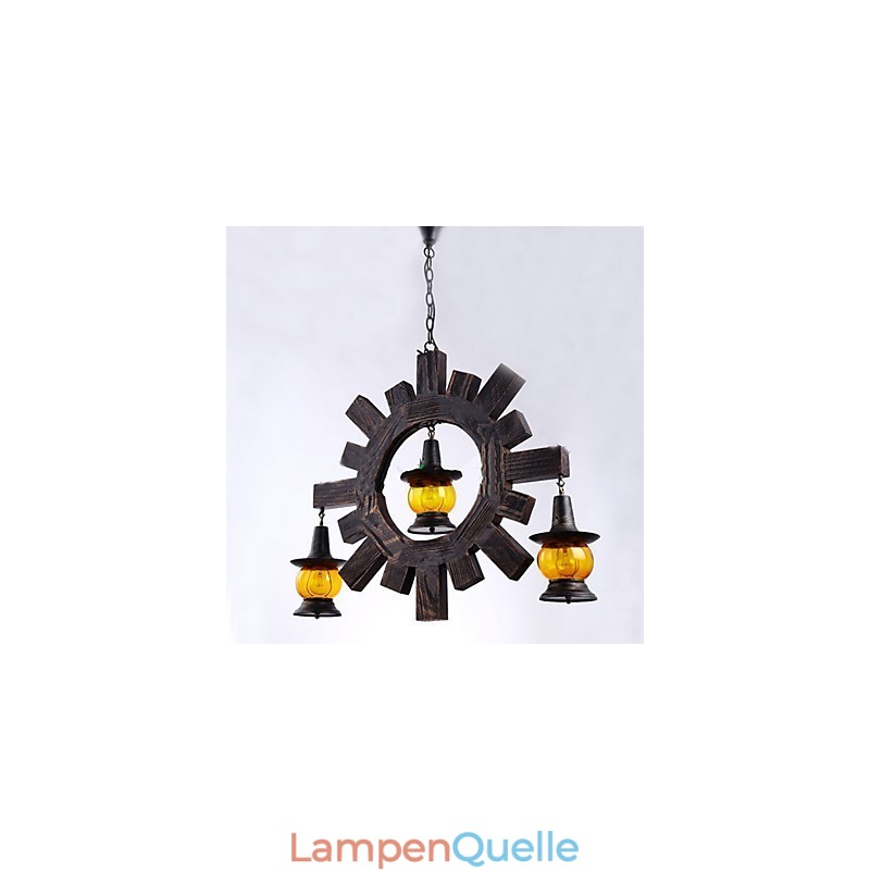 Antiker Holz Kronleuchter American Country Iiving Lampe Lampe