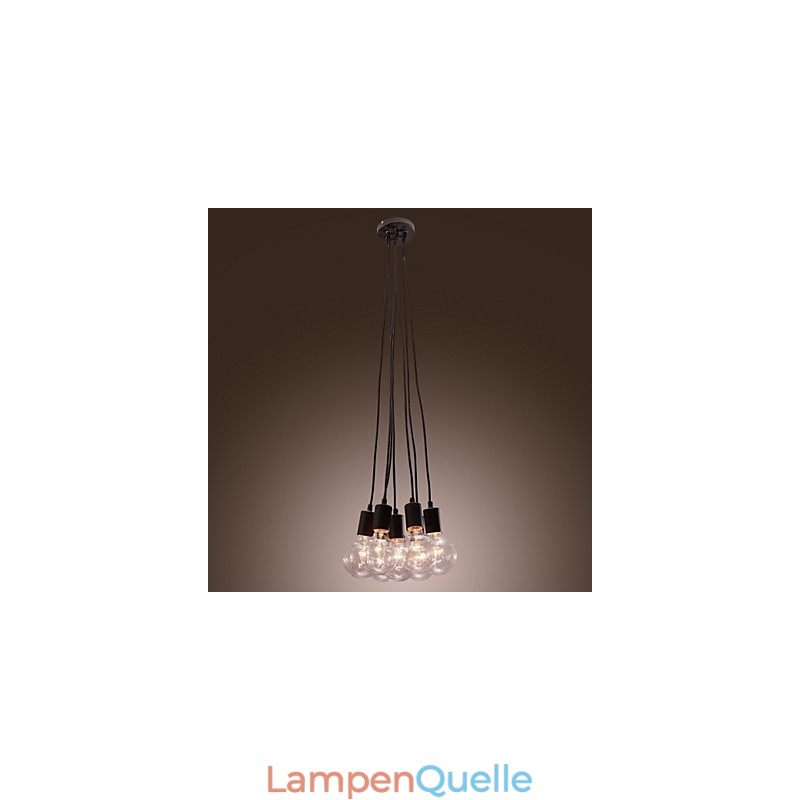 Modernes Zuhause 7 Kopf Edison Glühbirne Licht Loft Glaskugel Pendelleuchte