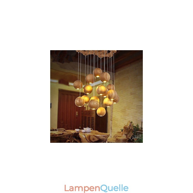 Pendelleuchten Mini-Stil Laterne Holz Bambus