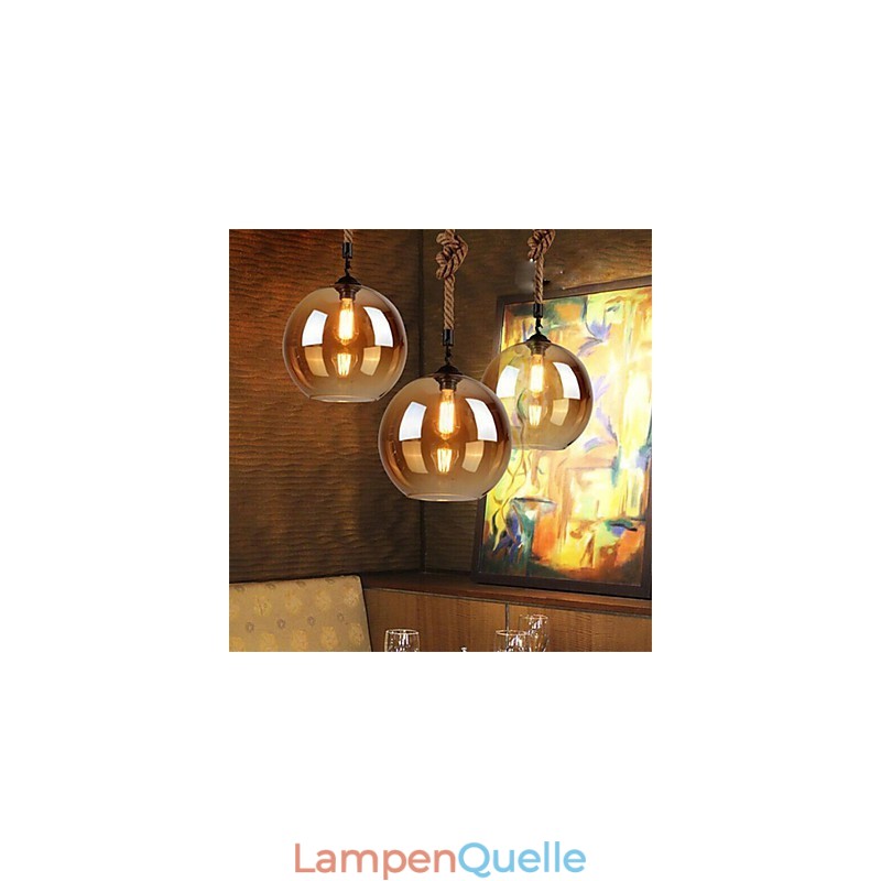 Loft Amerikanischen Seil Retro Beleuchtung Lichter Glas Pendelleuchte