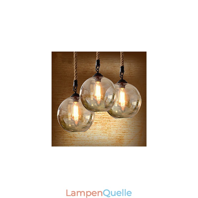 Loft Amerikanischen Seil Retro Beleuchtung Lichter Glas Pendelleuchte
