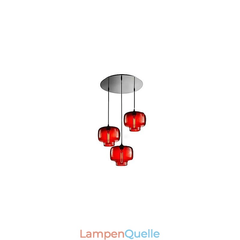 Moderne Glas-Pendelleuchte mit 3 Lichtern im transparenten Flaschendesign