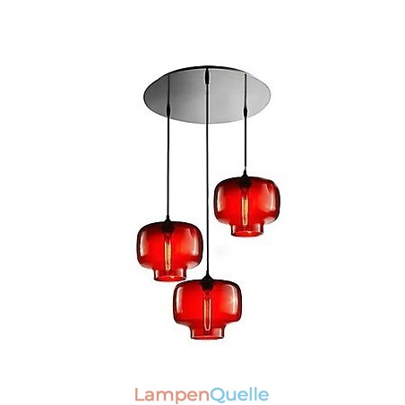 Moderne Glas-Pendelleuchte mit 3 Lichtern im transparenten Flaschendesign Moderne Glas-Pendelleuchte mit 3 Lichtern im transparenten Flaschendesign