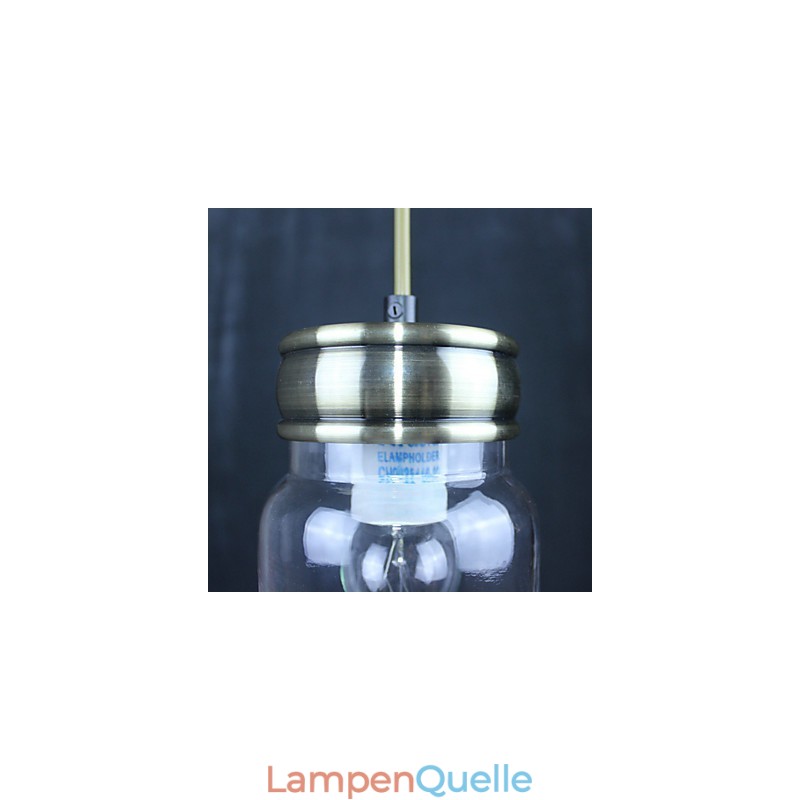 Ländliche Pendelleuchte „Garage“ aus galvanisiertem Glas