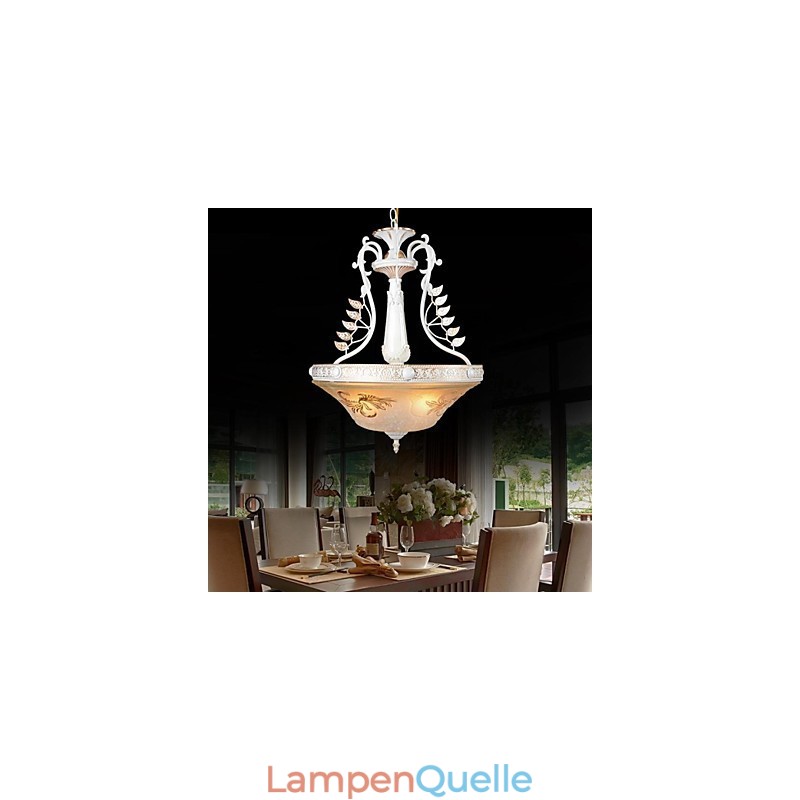 Weiß Anhänger Drei Lichter Muster Glas Schatten Hand Vergoldet Europäischen Retro