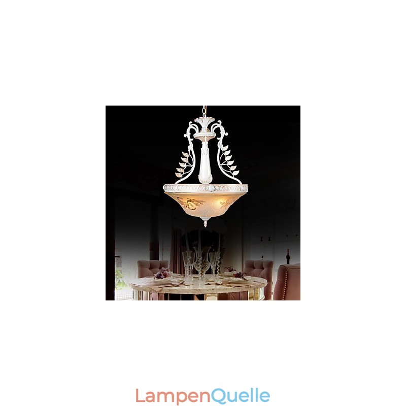 Weiß Anhänger Drei Lichter Muster Glas Schatten Hand Vergoldet Europäischen Retro