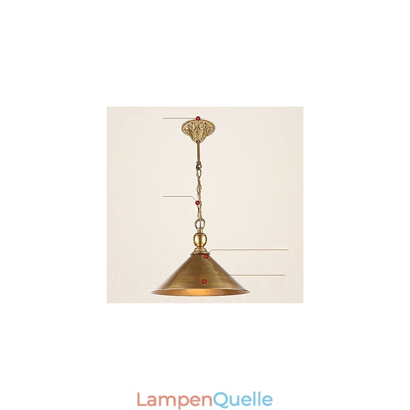 Pendelleuchte aus reinem Messing im Mini-Stil, traditionell, klassisch, Metall
