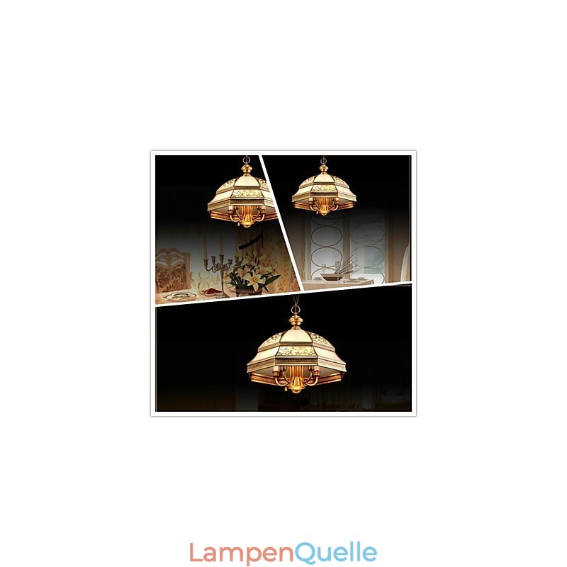 Messing Pendelleuchte Sechs Lichter Vintage Gesamt Kupfer Glas