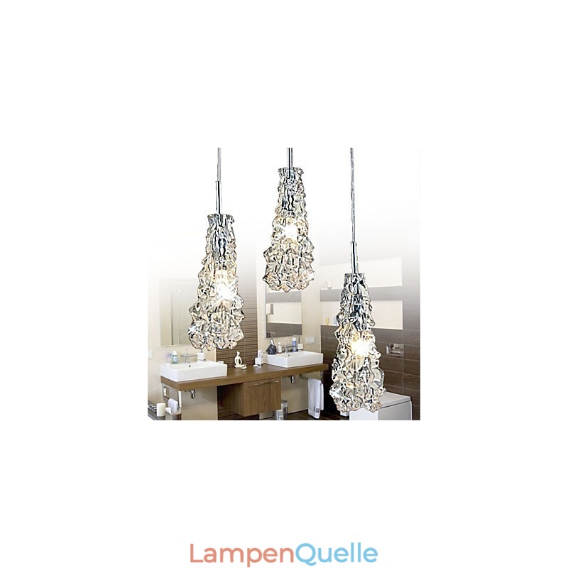 Tradition Classic Kronleuchter aus transparentem Glas mit 3 Lichtern