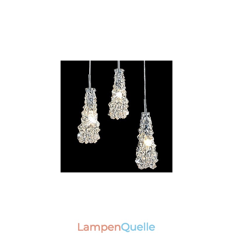 Tradition Classic Kronleuchter aus transparentem Glas mit 3 Lichtern