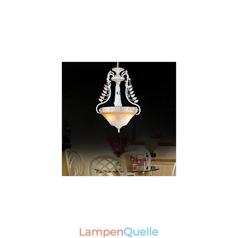 Weiß Anhänger Zwei Lichter Muster Glas Schatten Hand Vergoldet Europäischen Retro