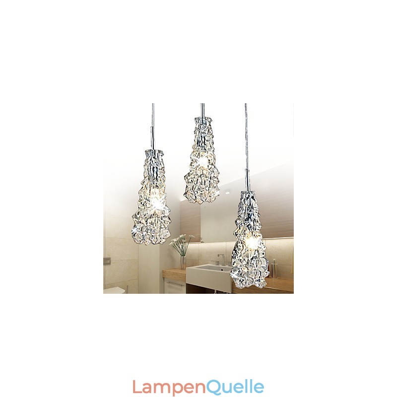 Tradition Classic Kronleuchter aus transparentem Glas mit 3 Lichtern