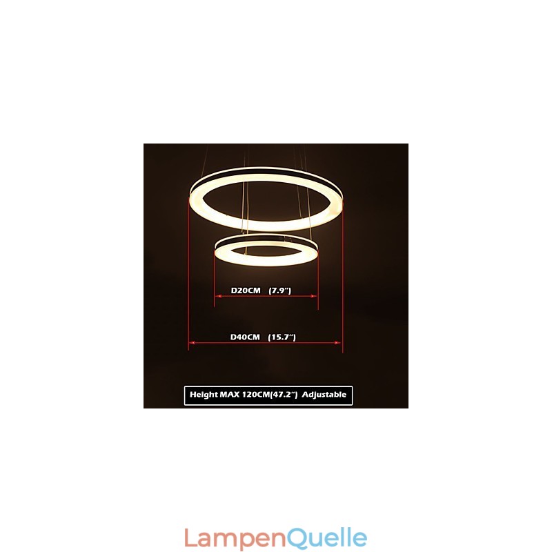 Acryl Pendelleuchte Runde Kronleuchter Beleuchtung mit 2 Ringen Lampen Leuchten