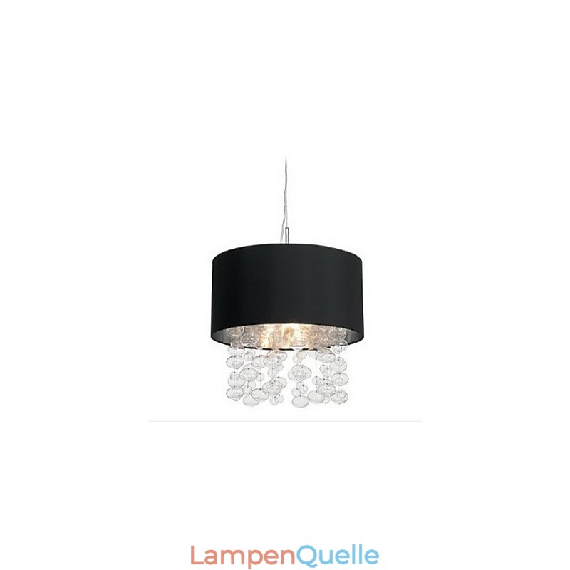 Moderne Pendelleuchte mit 7 Lichtern und schwarzem Lampenschirm aus Stoff (Basis)