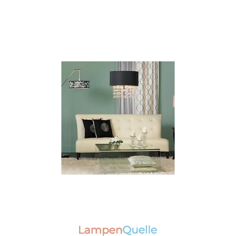 Moderne Pendelleuchte mit 7 Lichtern und schwarzem Lampenschirm aus Stoff (Basis)
