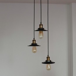 Vintage 3-flammige Pendelleuchte mit Eisenschirm