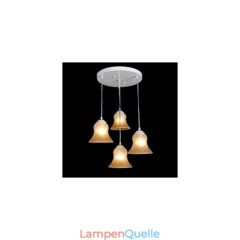 Weiß Anhänger Vier Lichter Muster Glas Schatten Hand Vergoldet Europäischen Retro