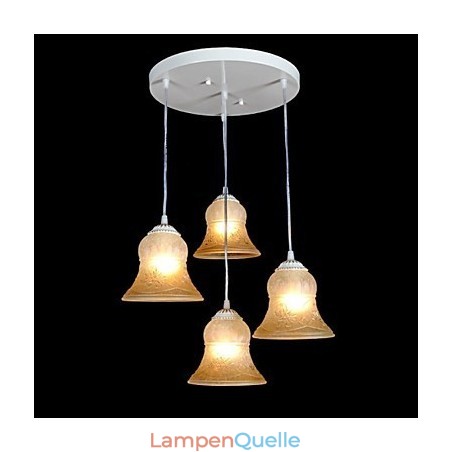 Weiß Anhänger Vier Lichter Muster Glas Schatten Hand Vergoldet Europäischen Retro Weiß Anhänger Vier Lichter Muster Glas Schatten Hand Vergoldet Europäischen Retro