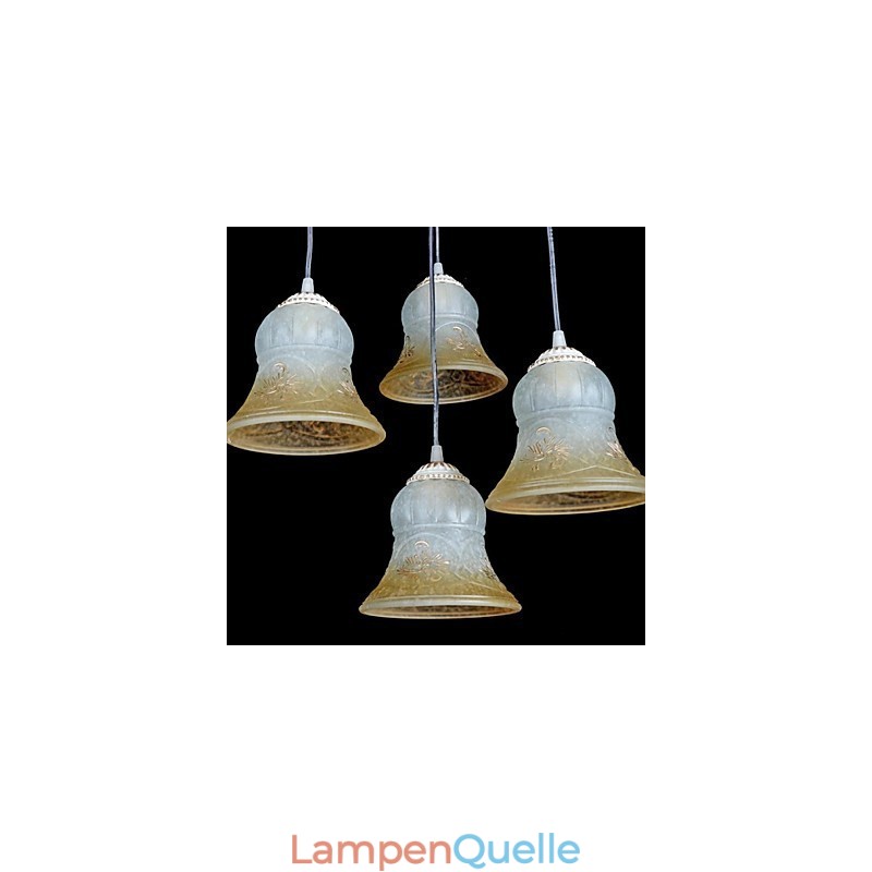 Weiß Anhänger Vier Lichter Muster Glas Schatten Hand Vergoldet Europäischen Retro