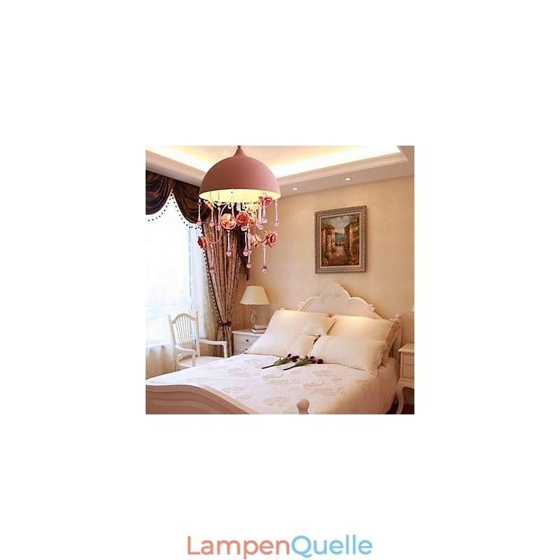 Eine kleine rosa Rose Garten Kronleuchter Lampe Iron Princess