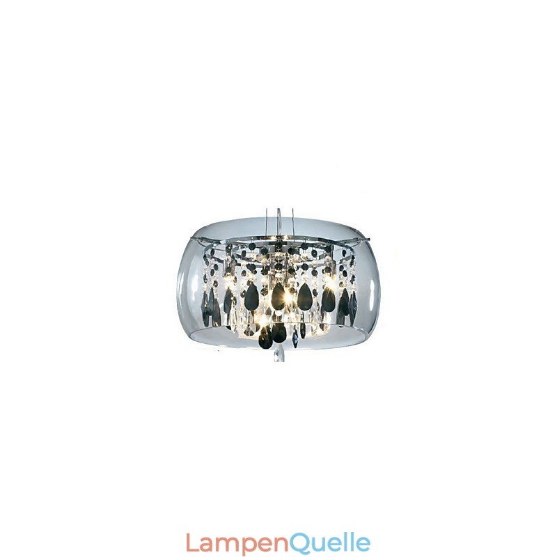 Moderne, zeitgenössische Pendelleuchte im Trommelkristall-Mini-Stil mit galvanisierter Beschichtung