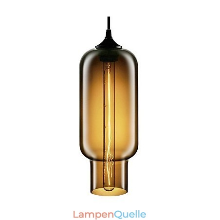Moderne 70-W-Pendelleuchte aus Glas im braunen Blasendesign Moderne 70-W-Pendelleuchte aus Glas im braunen Blasendesign