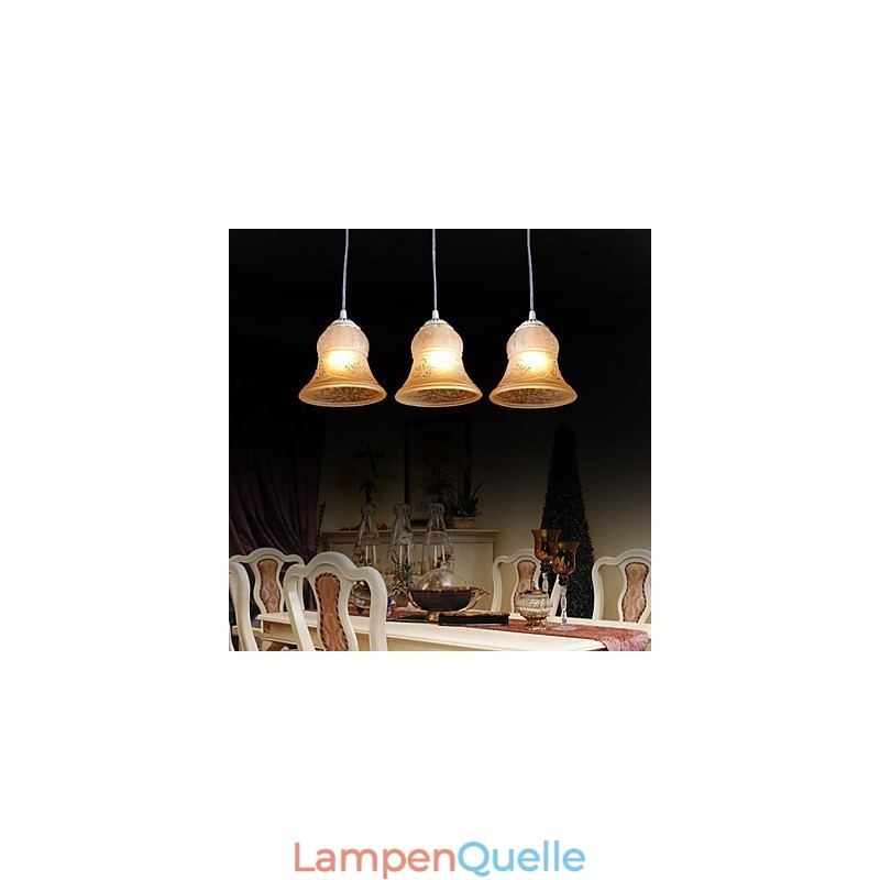 Weiß Anhänger Drei Lichter Muster Glas Schatten Hand Vergoldet Europäischen Retro