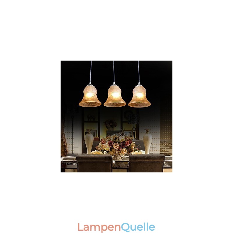 Weiß Anhänger Drei Lichter Muster Glas Schatten Hand Vergoldet Europäischen Retro
