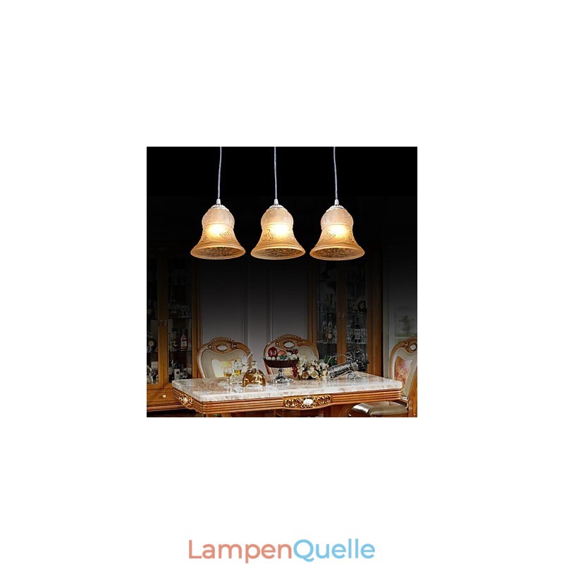 Weiß Anhänger Drei Lichter Muster Glas Schatten Hand Vergoldet Europäischen Retro