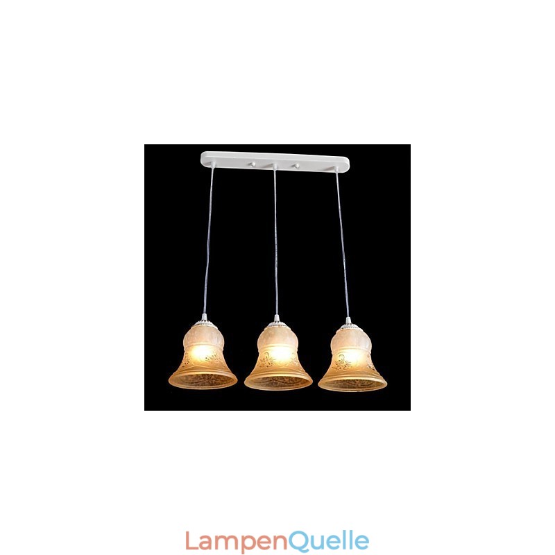 Weiß Anhänger Drei Lichter Muster Glas Schatten Hand Vergoldet Europäischen Retro