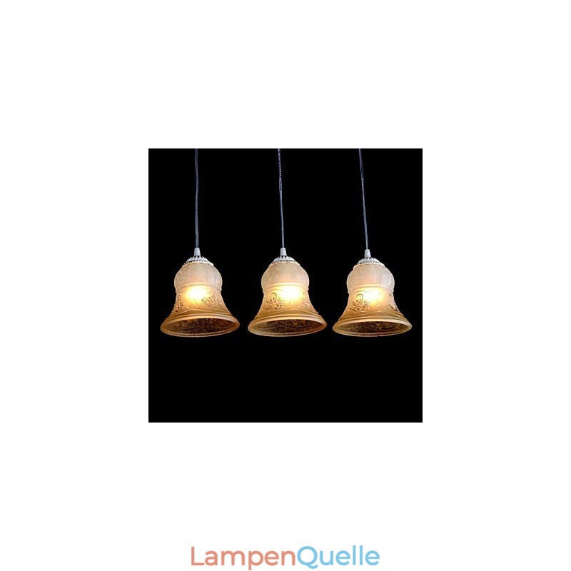 Weiß Anhänger Drei Lichter Muster Glas Schatten Hand Vergoldet Europäischen Retro